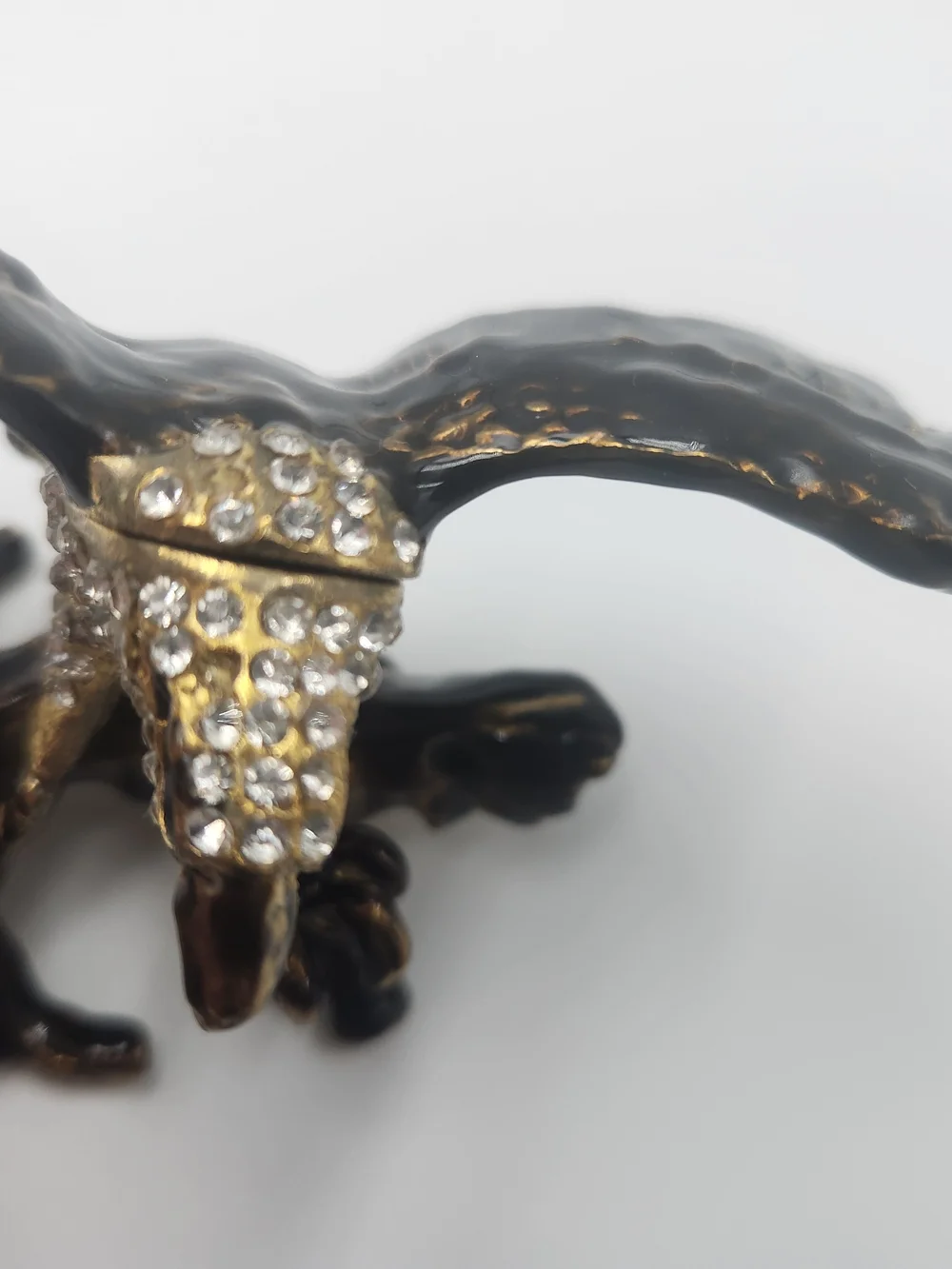 Decorative Eagle Figurine in Antique Gold with Crystal Accents